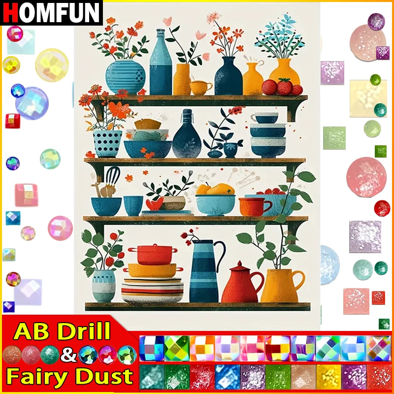 HOMFUN Фея Пыль AB 5D DIY Алмазная картина &quotПейзаж Бутылка Цветок&quot Полная дрель