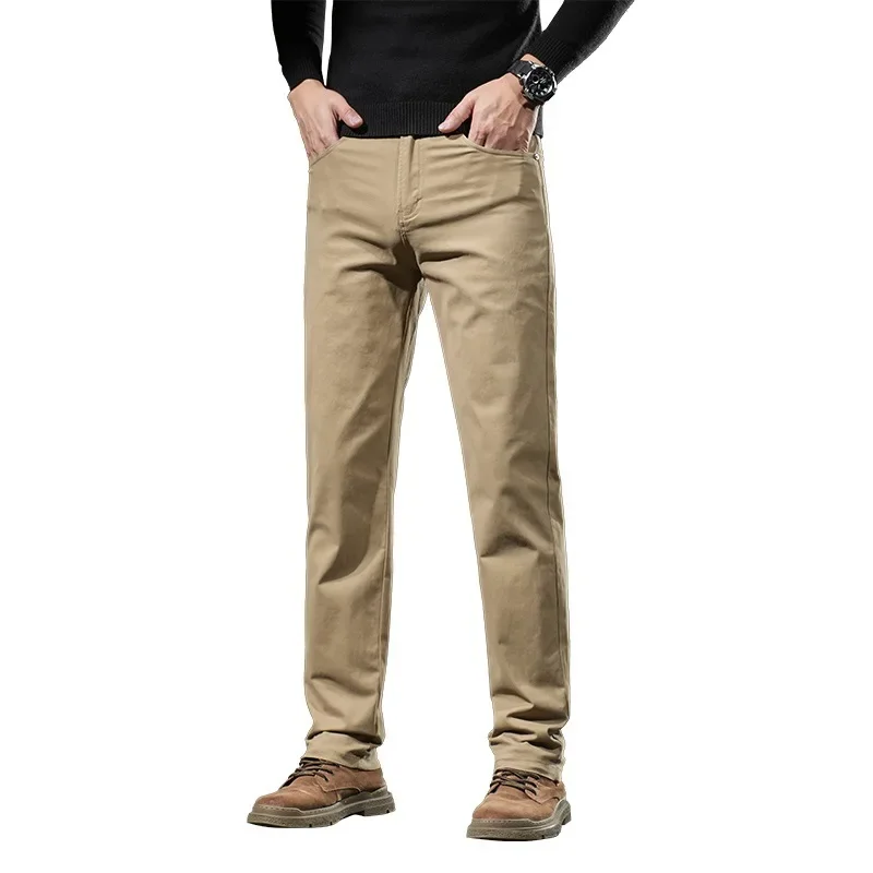 Autumn Luxury Casual Cotton Straight-Leg Men's Pants Business Fashionable Versatile Slims Smooths Your Silhouette Trouser