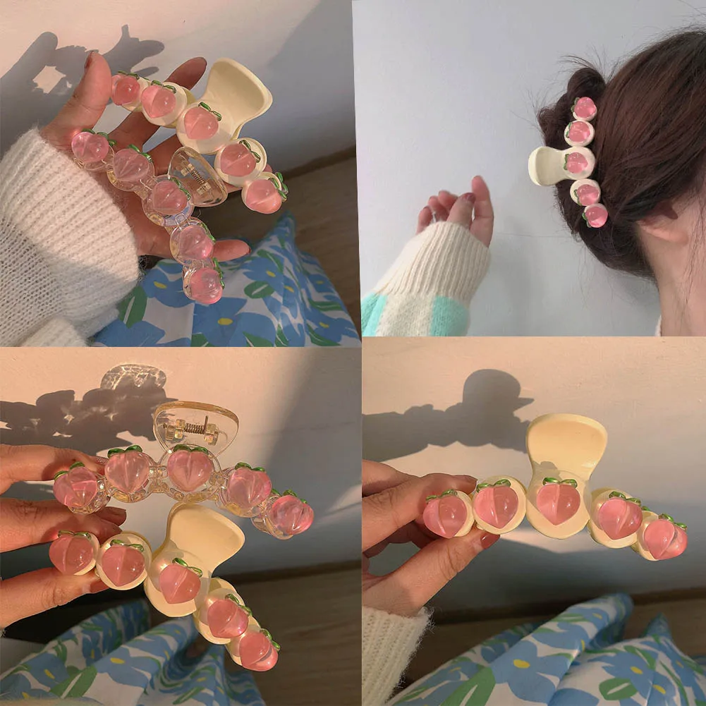 

Korean Style Peach Chic Women Girls Large Hair Claw Barrettes Crab Hair Clip Fashion Girls Pink Hair Accessories Headwear