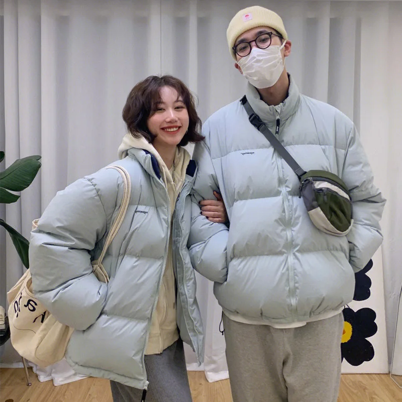 Green Down Cotton Jacket Female Winter Short Paragraph 2022 Small Tide Loose Light Thin Couple Bread Clothes