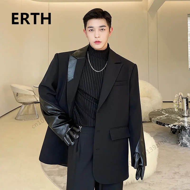 

Женский кожаный блейзер с длинным рукавом, Осень-зима