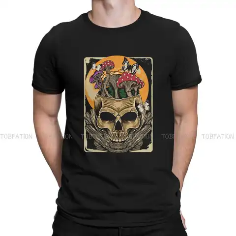 Винтажная футболка с черепом, морелом, грибами, Mycologist, уникальная Готическая футболка, тату-стиль, удобная Подарочная одежда в стиле хип-хоп,...