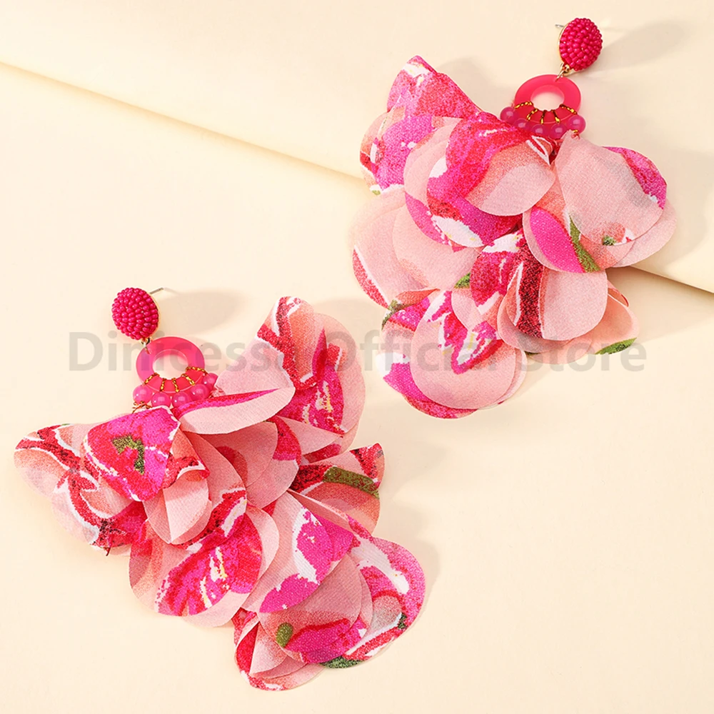 

Charm Elegant Leopard Print Flower Decor Big Dangle Drop Earrings For Women Luxury Original Cute Fairy Wedding Party Jewelry
