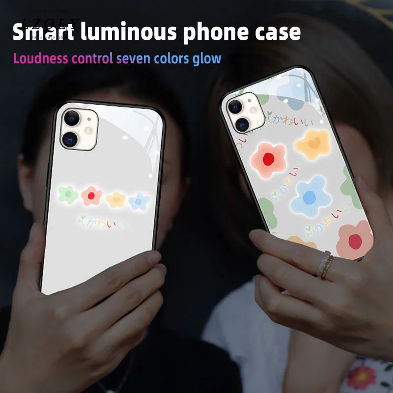 

Flowers Glow Phone Case for Iphone 13 12 11 Mini 13pro Xs Max Xr Se X7 8plus Luminous Protective Shell Call Glow Protective Case