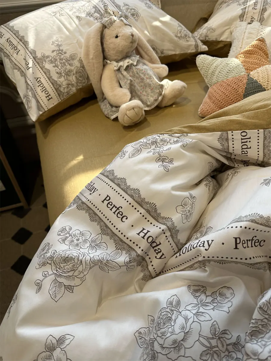 

Винтажный американский деревенский цветочный комплект, двуспальный полный Королевский пасторальный цветочный хлопковый домашний текстиль, простыня, наволочка, пододеяльник