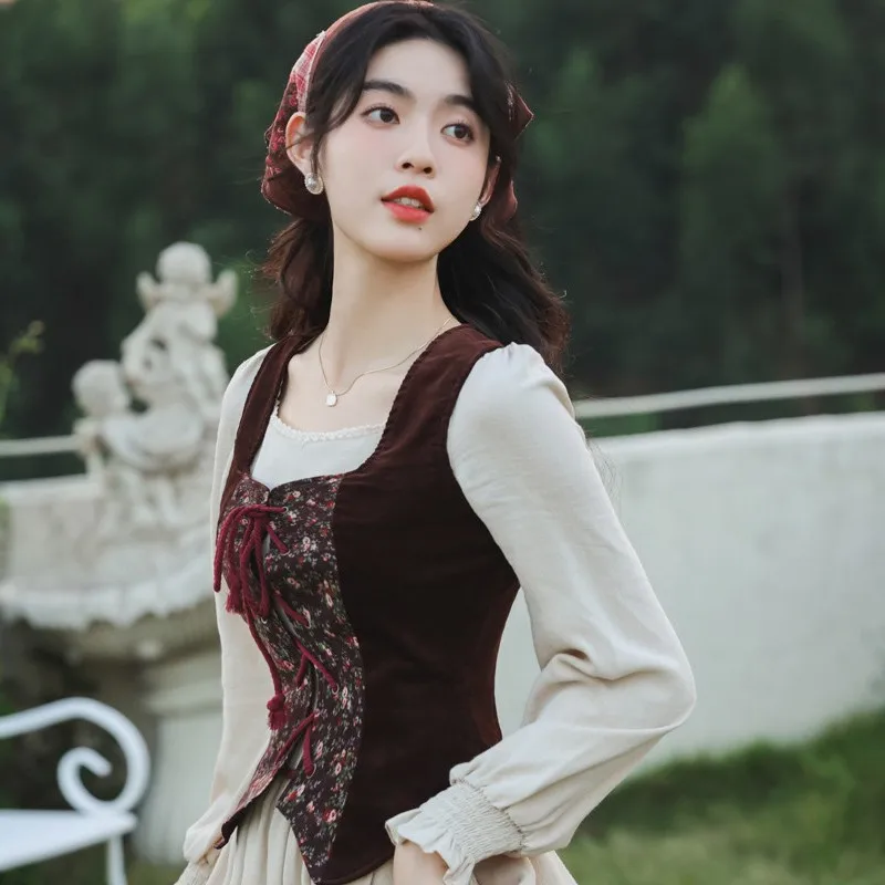 Длинное платье MAGOGO из хлопка и льна в французском пасторальном стиле женское