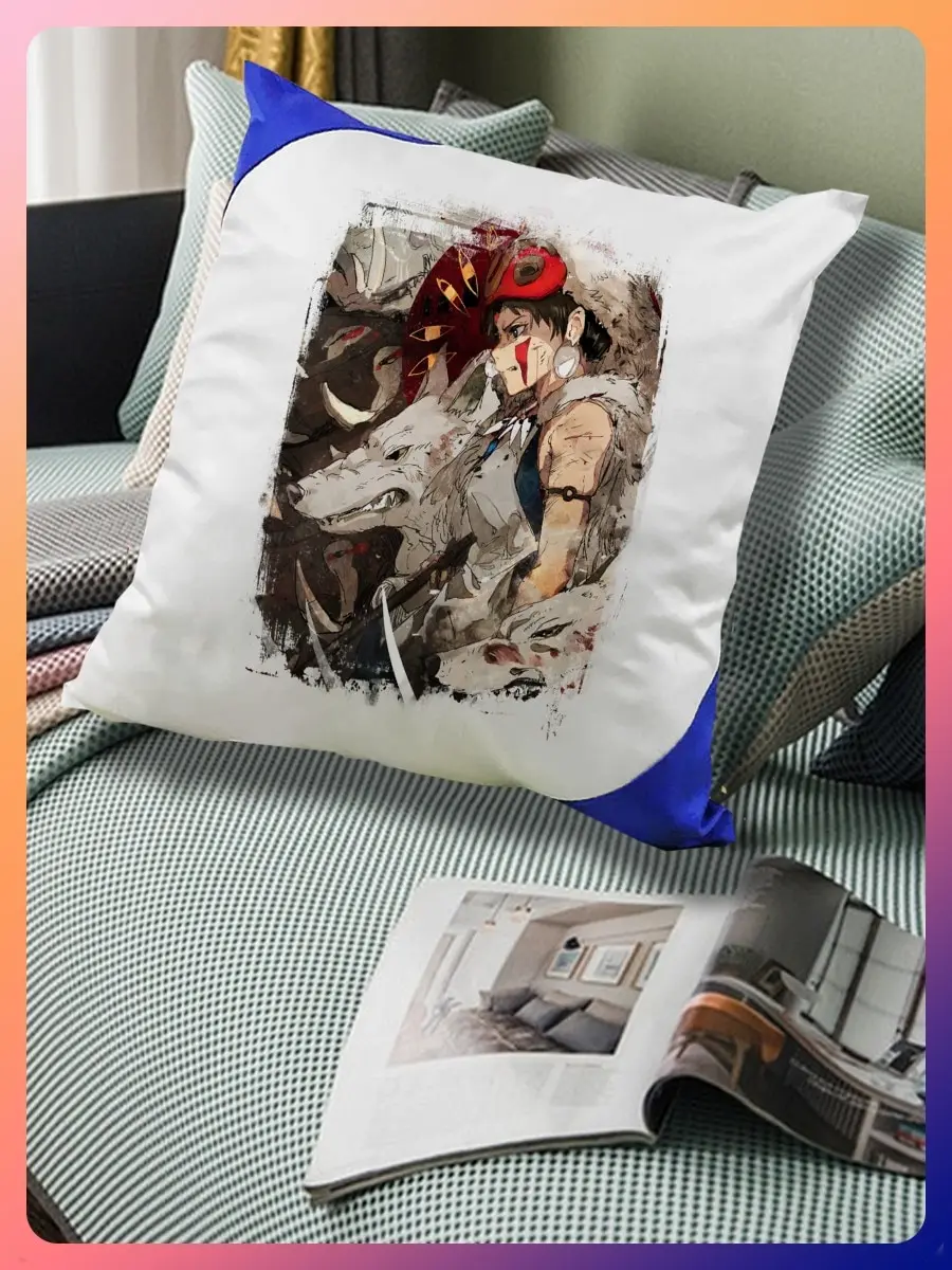Подушка для сна и декора с принтом Принцесса Мононоке (Princess Mononoke аниме Миядзаки