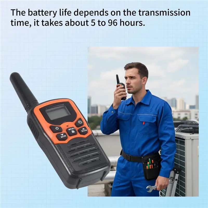 Фото A17F-2 шт. портативные рации, 22 канала, дальность 10 км, UHF 400-470 МГц, двухдиапазонные, для дальней связи №4