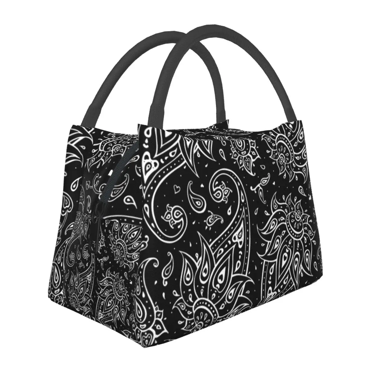 

Baroque Floral Lunch Bag White Paisley Retro Lunch Box For Women Picnic Portable Cooler Bag Waterproof Print Thermal Lunch Bags