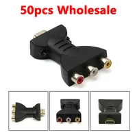 50pcs Gold-plated HDMI-compatible Male to 3 RGB RCA Video Audio Adapter AV Component Converter For 1080P HDTV DVD Projector TV