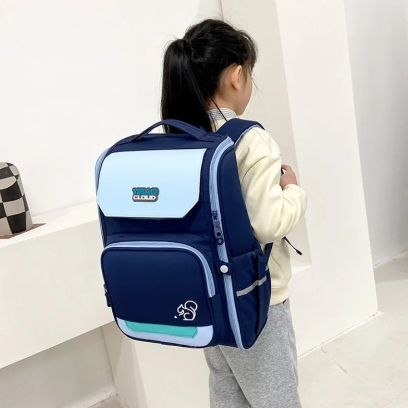Primary Children British Style Simple Panelled Backpacks New Grade 1-3-6 Girls Boys Light High-capacity School Bags for Travel