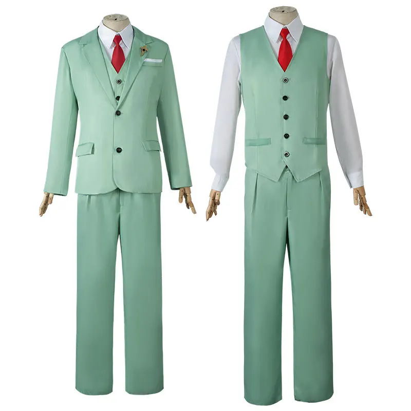 

Cosplay Anime Spy X Family Loid Forger Costume Light Green Suit Short Blond Wig Twilight Outfit Shirt Tie Men Clothes Halloween
