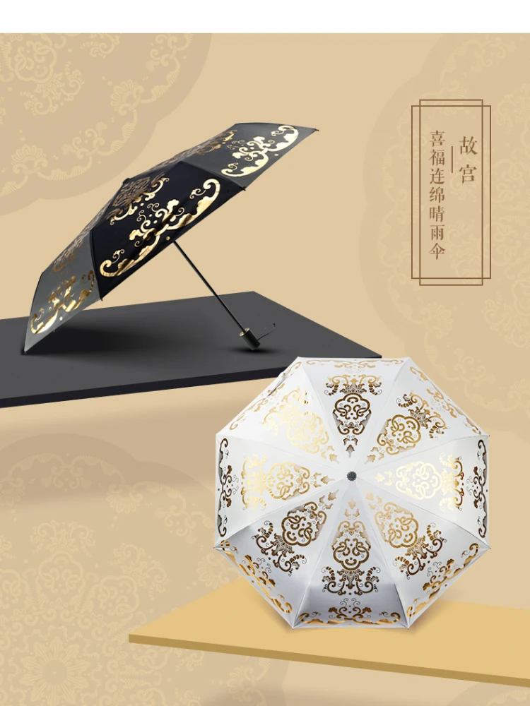 

Sunny Umbrella Black Glue Happy Birthday Gift Printing Plant Imperial Graduation Gift Unisex Black White New ChineseStyle