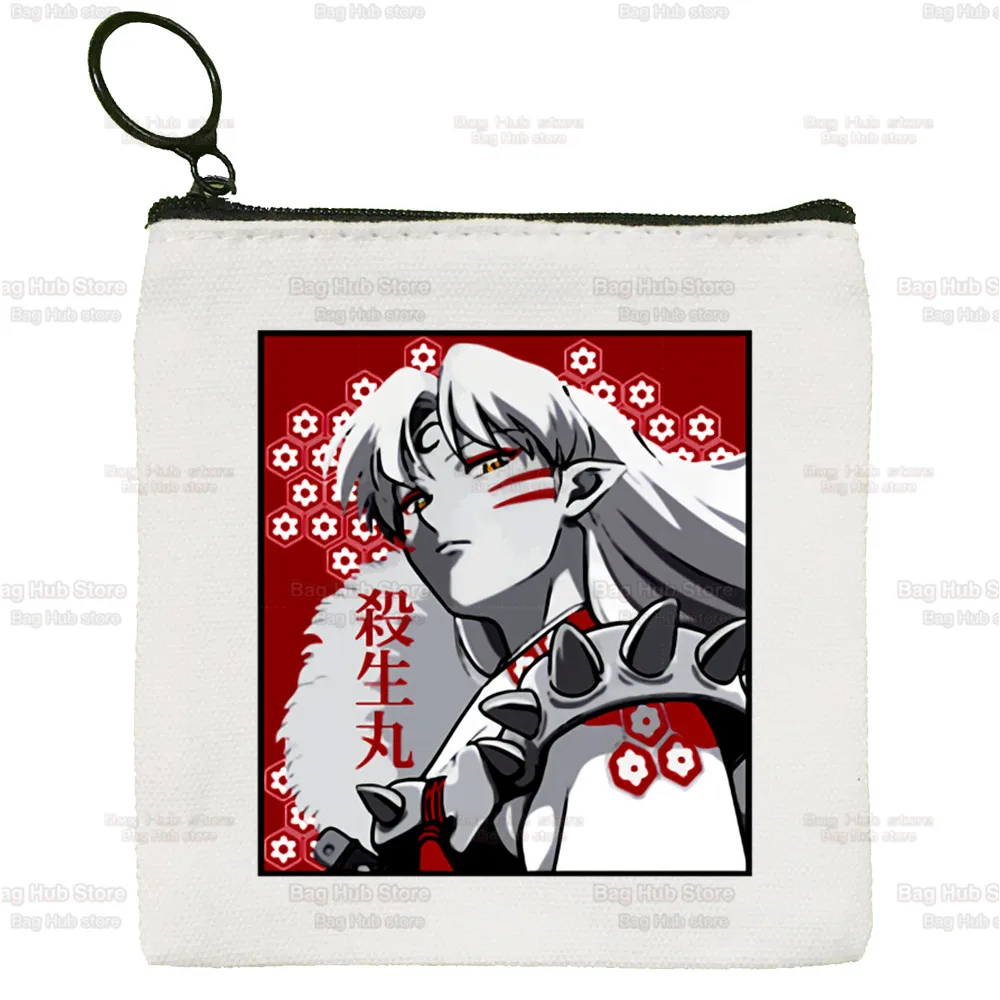 Inuyasha Sesshoumaru Higurashi Kagome Simple Canvas Coin Purse Cute Cartoon Key Case Lady Bag Coin Storage Bag