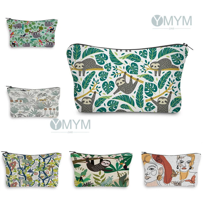 

Sloth Printed Cosmetics Bag Fashion Abstract Line Women Organizer Bag for Travel Colorful Storage Pencil Bag for Lady Small Gift