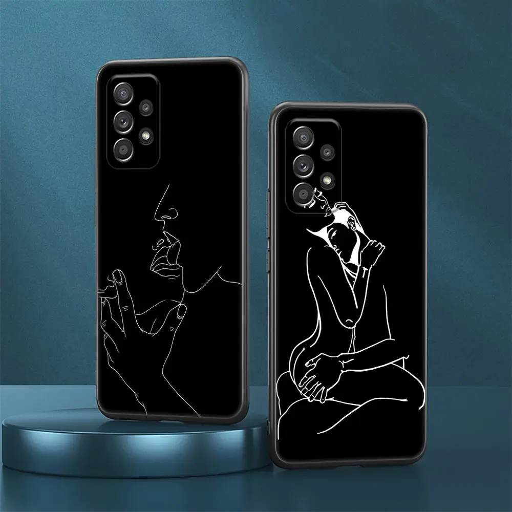 

Sexy Line Art Lover Couple Kiss Case For Samsung Galaxy A23 5G Cases A13 4G A24 A23 A12 A14 A21s A22 A01 A02 A03 A04S Soft Cover