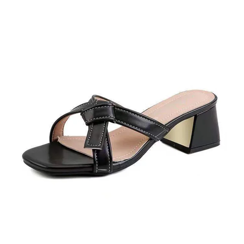 Сандалии женские из ПУ кожи элегантные Босоножки с открытым носком бантом без