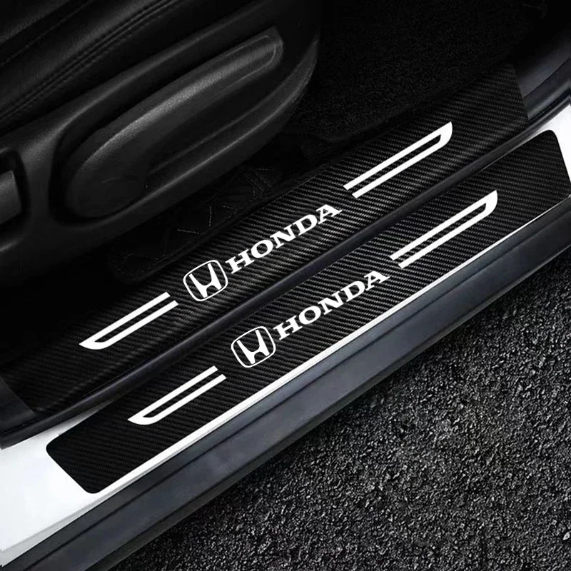 Carbon Fiber Car Threshold Door Pedal Strips Protective Sticker for Honda Accord Pilot Civic City CRV HRV Jazz Odyssey Crosstour