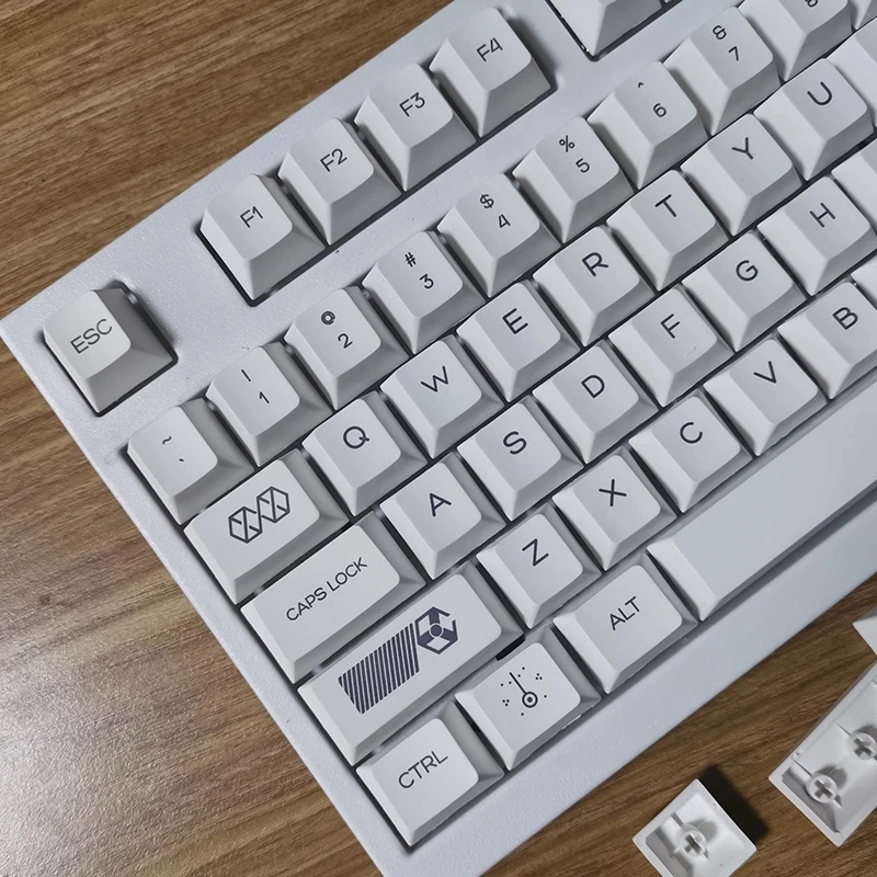 

131 клавиш, минималистичные белые колпачки для клавиш PBT для MX Switch, механическая клавиатура, колпачки для клавиш с вишневым профилем, пользовательские колпачки для клавиш виртуальной войны, сделай сам