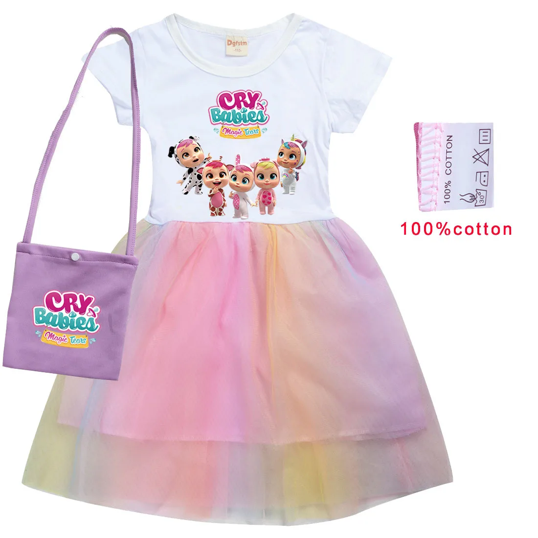 

Cute Cry Baby Girls Clothes Summer Toddler Princess Dresses Kids Dress Birthday Party Girls Dresses Children Clothing With bag