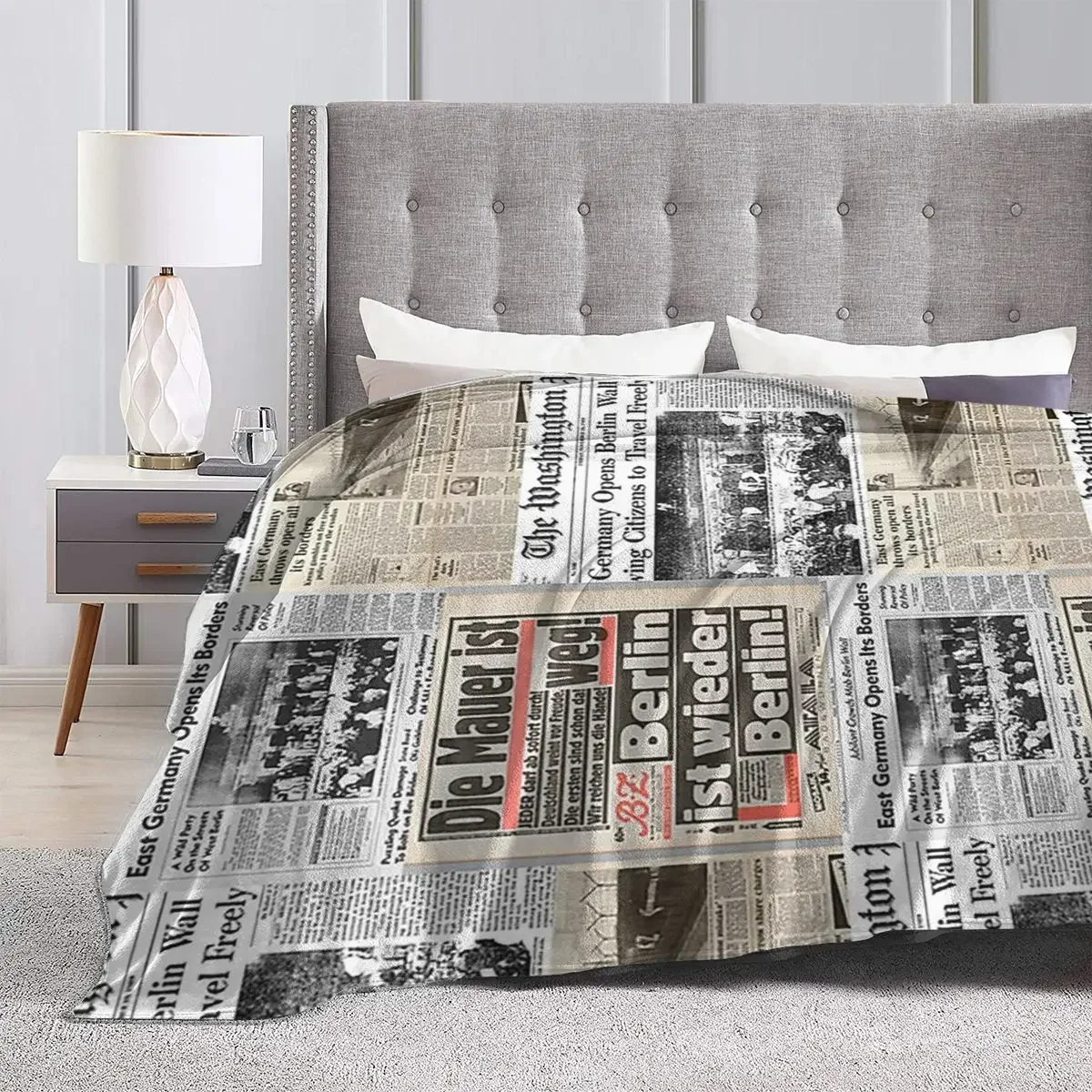 Одеяло Фланелевое в стиле Осень Берлина мягкое теплое покрывало с коллажем для