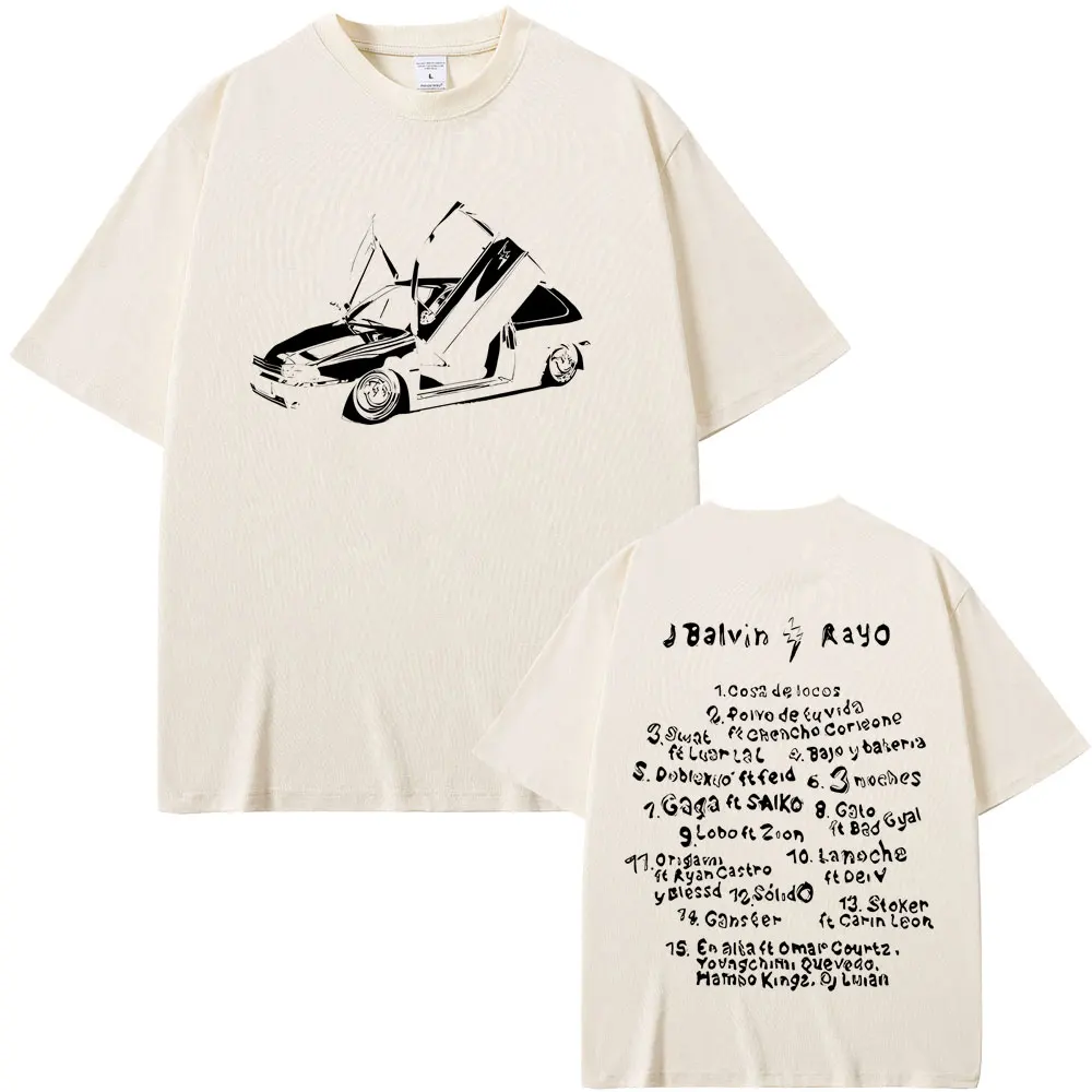 Limited Singer J Balvin Rayo Album Graphics T-Shirt Men Women Hip Hop Fashion T-shirts Men's Oversized Tshirt Vintage Streetwear