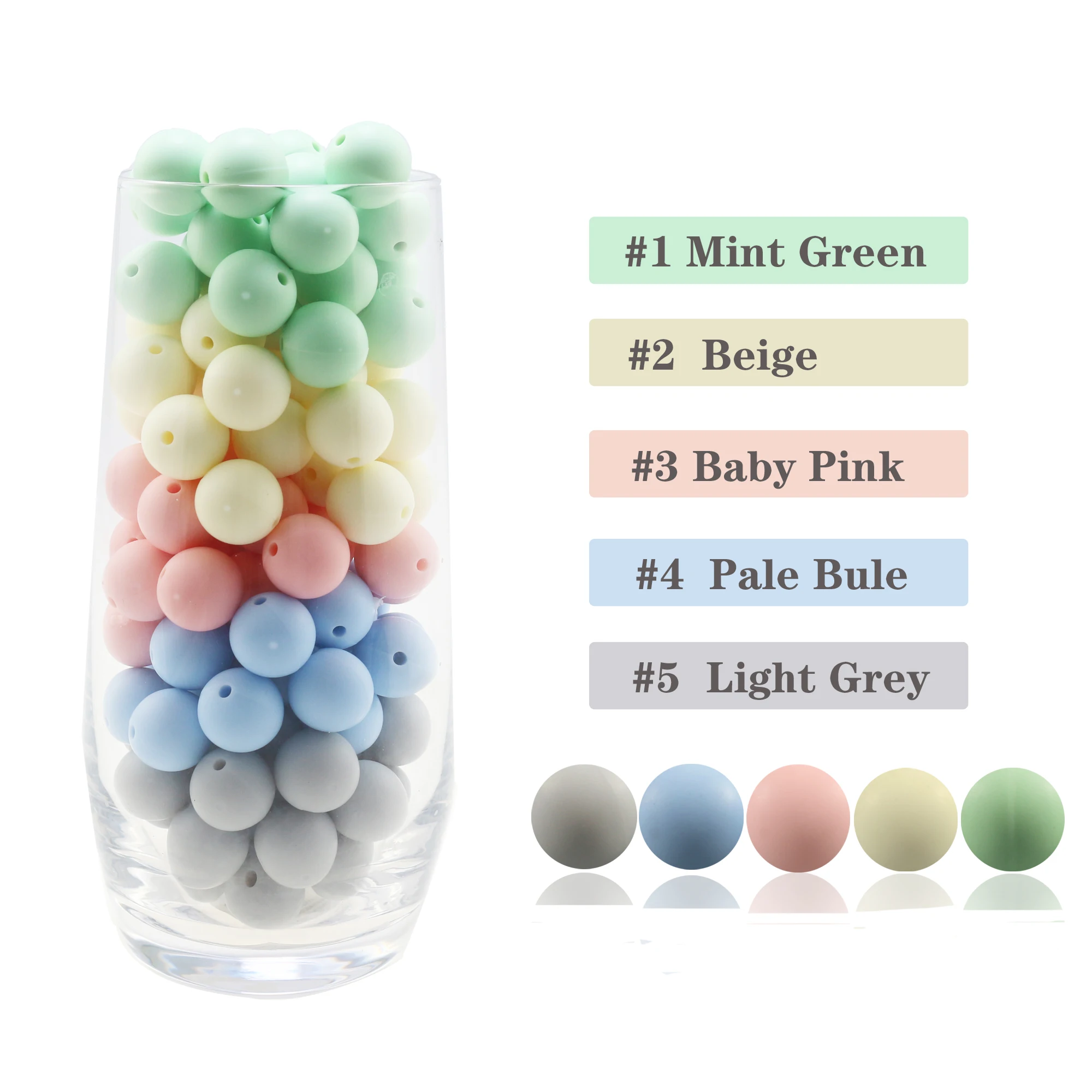 

100Pcs 15MM Round Teething Bead DIY Chewable Colorful Teething Pacifier Chain Bracelet BPA Free Silicone Beads Newborn Care Toys