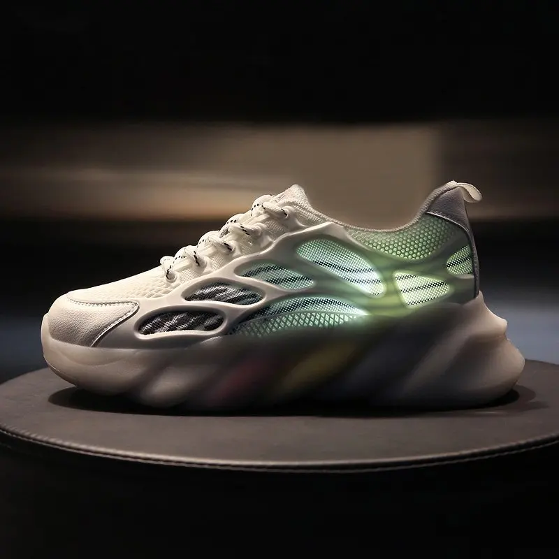 

Womens Sneakers Explosive Style Trendy Running Shoes Crystal Jelly Rainbow Bottom Daddy Shoes Mesh Fashionable Sports Women