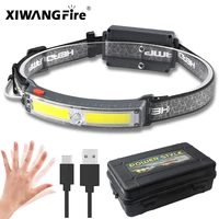 6 lighting mode light induction headlamp cobxpg led usb rechargeable with built in battery fishing headlight flashlight torch