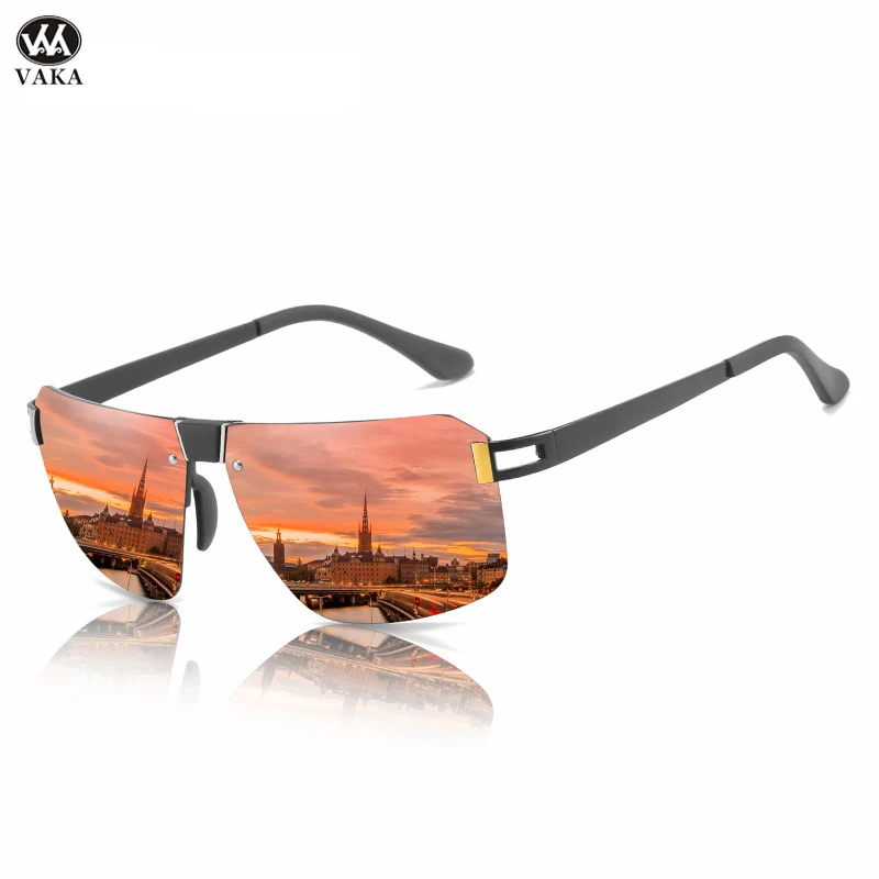 Vaka Designer Brand Square Sunglasses Men Polarized Luxury Quality Rimless Sun Glasses Male Anti-glare Driving Eyewear Gafas