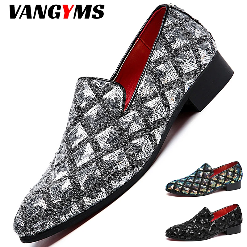 

Men's Leather Shoes Fashion Pointed Toe Casual Shoes Over Toe Beanies Sapato Social Masculino Luxo Plus Size Sequin Loafers