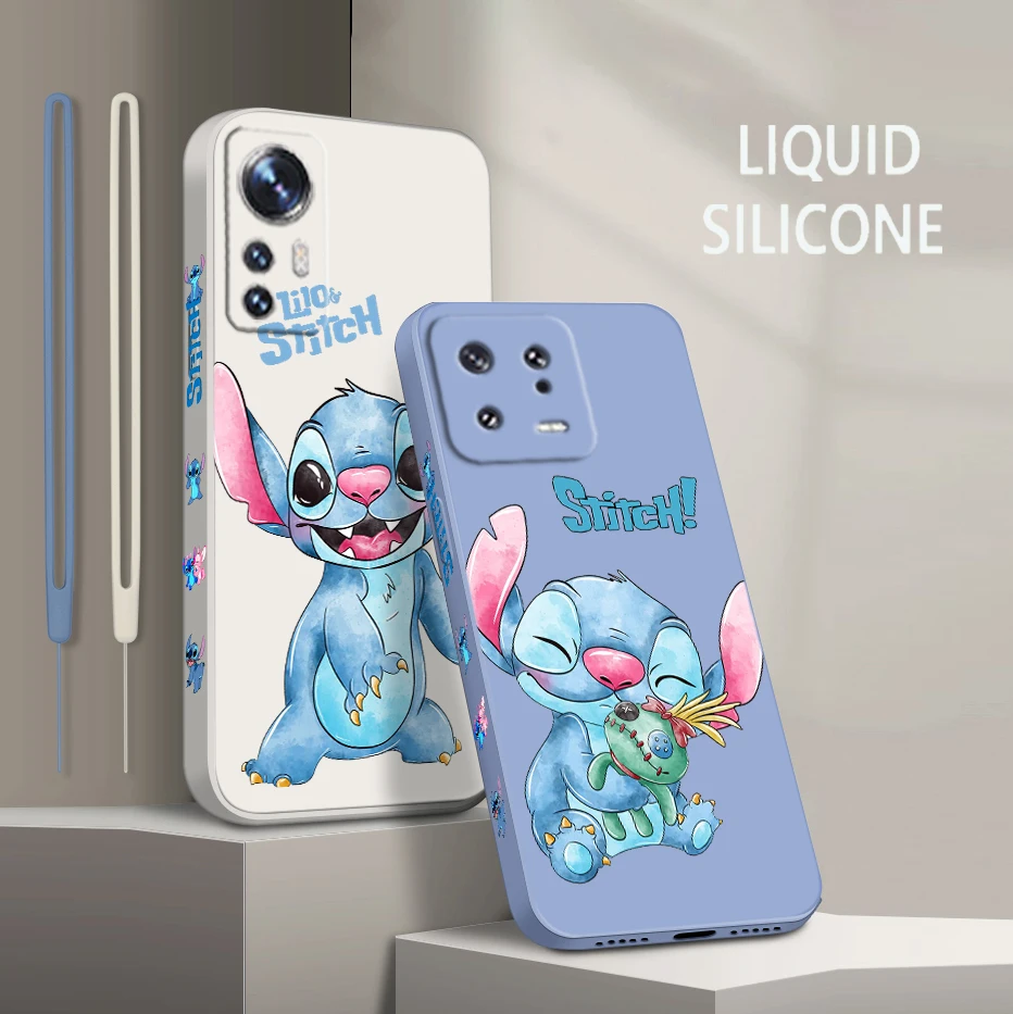 

Cute Anime Stitch For Xiaomi Mi 13 12 12T 11 11T 10 10T 9 9SE Lite Pro Ultra A3 Liquid Left Rope Soft Phone Case Coque Capa