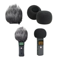 2022 furry windscreen muff wind cover foam filter sponge microphone windproof cover for h1 handy recorder mic new