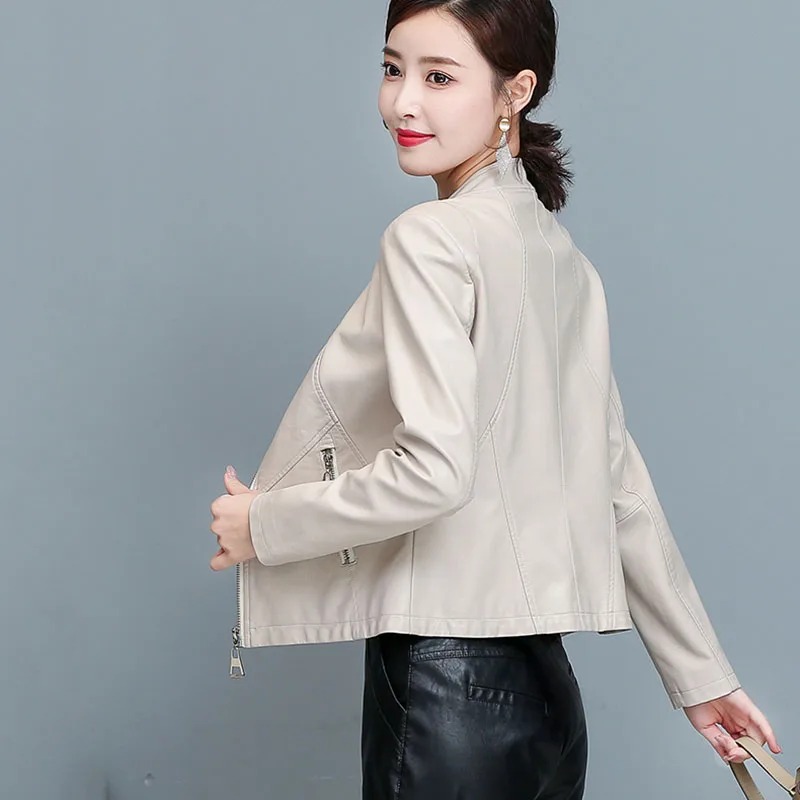 2023 Autumn Winter New Fashion Real Leather Slim Women's Coat High Quality Sheep Skin Temperament Short Women Leather Coat Y96