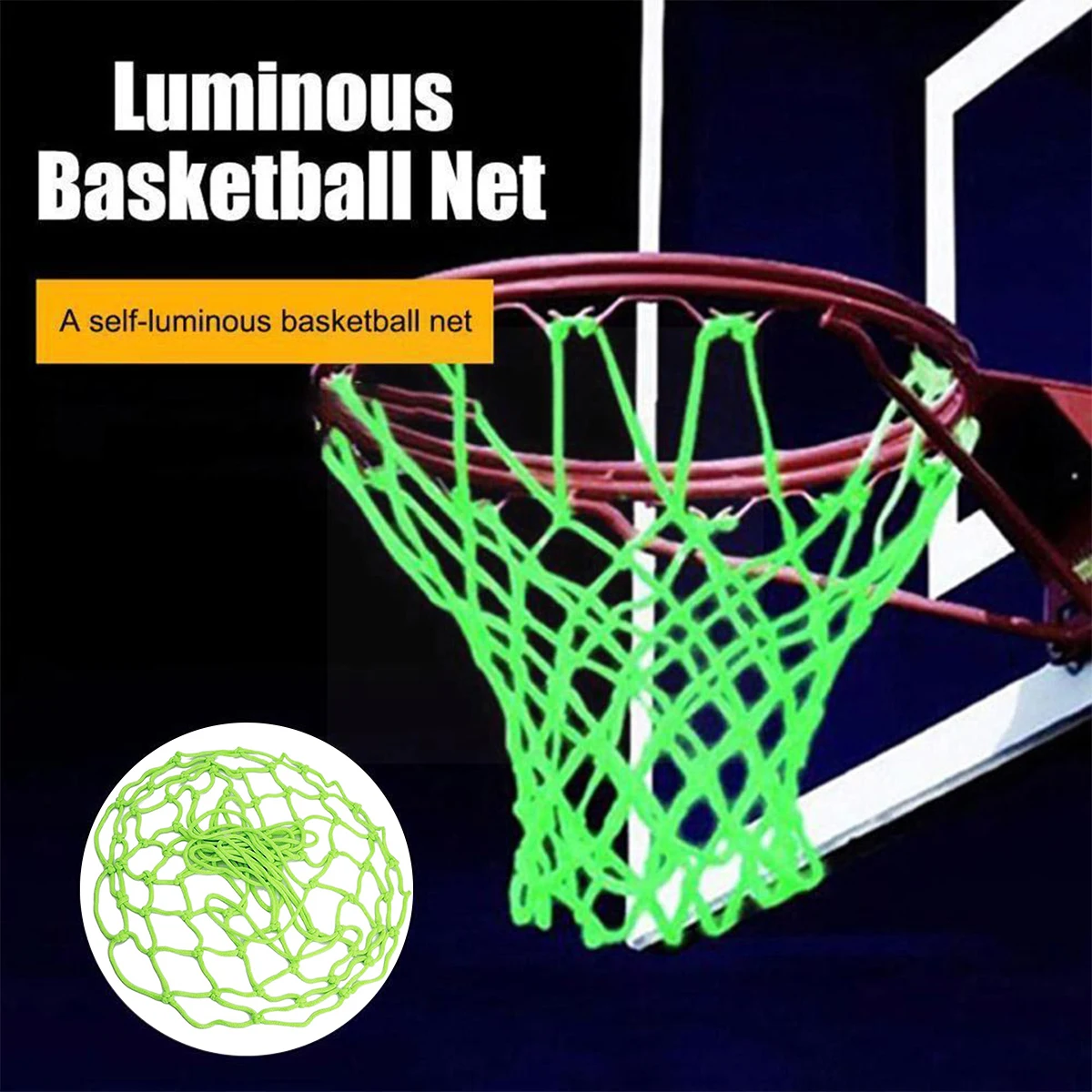 

Green Luminous Basketball Net Glowing Basketball Net Glowing Light Outdoor Training Adult Kids Nylon Net Standard Sport Luminous