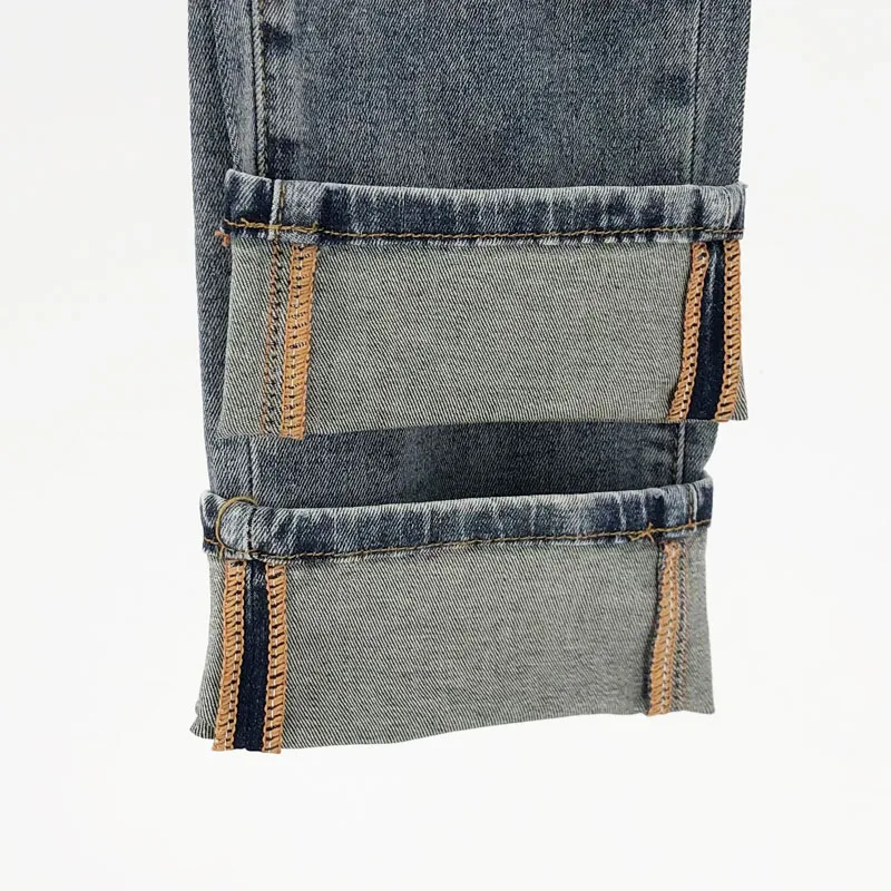 Fashion Men's Jeans High Quality Luxury Brand Casual Retro Pants Classic Washed Streetwear Hip-Hop Style Straight Trousers