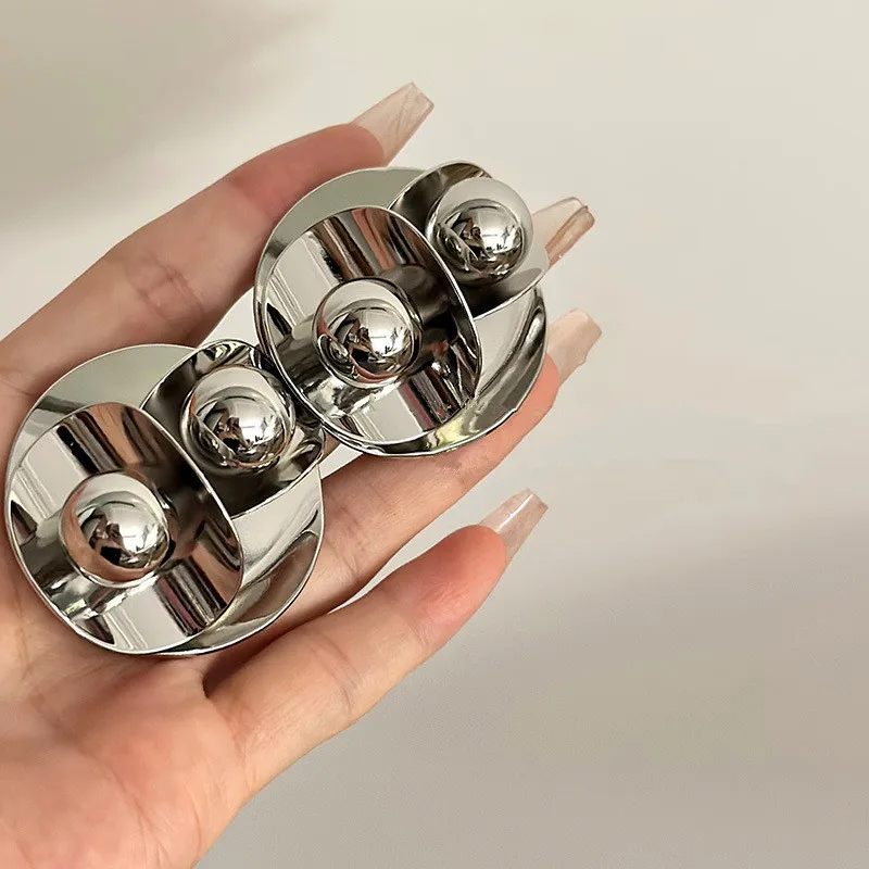 

Geometric Irregular Round Metal Ball Stud Earrings For Women European American Style Personality Big Earrings Jewelry Gift