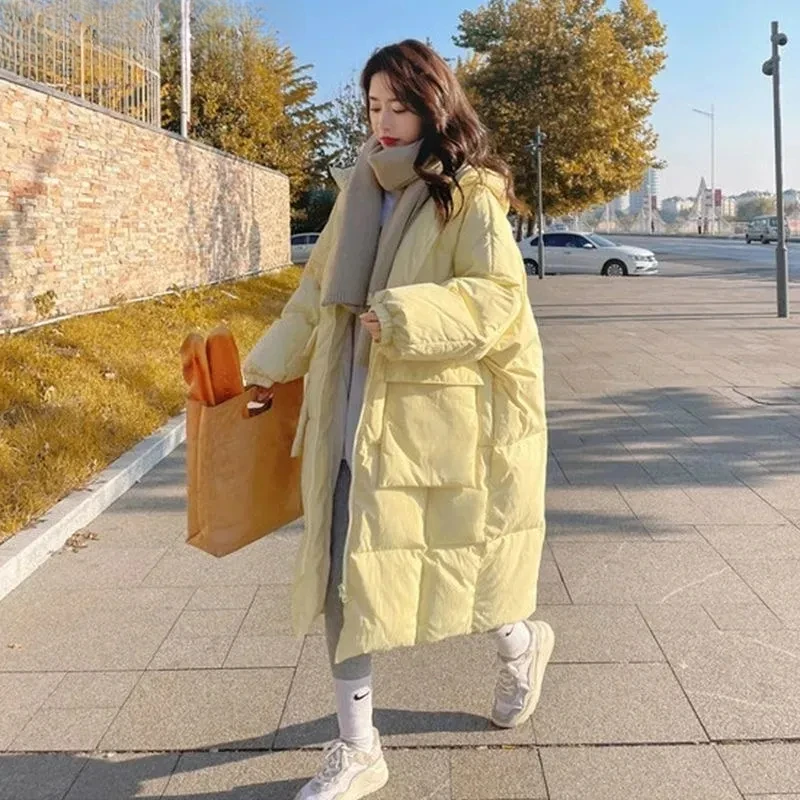 Свободные пуховые хлопковые парки с капюшоном