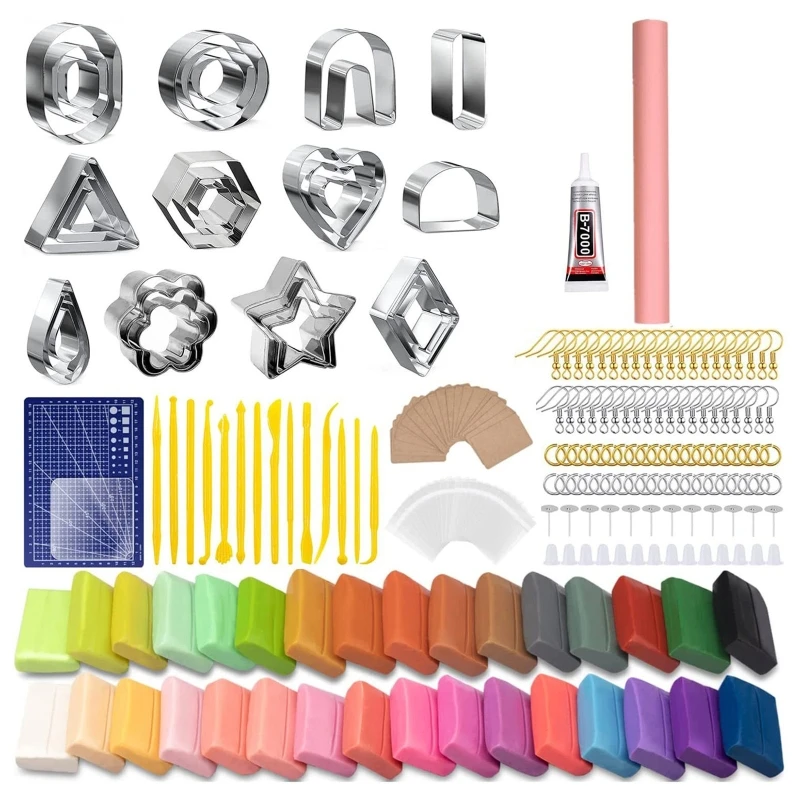 

360 Pcs Clay Cutters Sets 14 Shapes Clay Cutters with Earring Hooks Jump Rings Clay Scrapers for Earring Jewelry