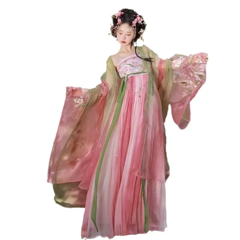 Китайская одежда Han 2024 женская юбка Термуса с машинной вышивкой супер на весну и