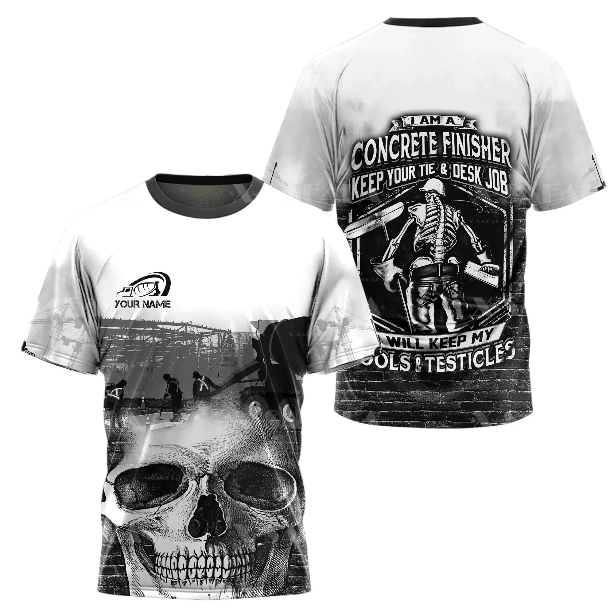 

CUSTOMIZE Concrete Finisher JOBS 3D Pull Print Mens T-Shirt Tops Tee Short Sleeve Casual Milk Fiber Breathable Tracksuits