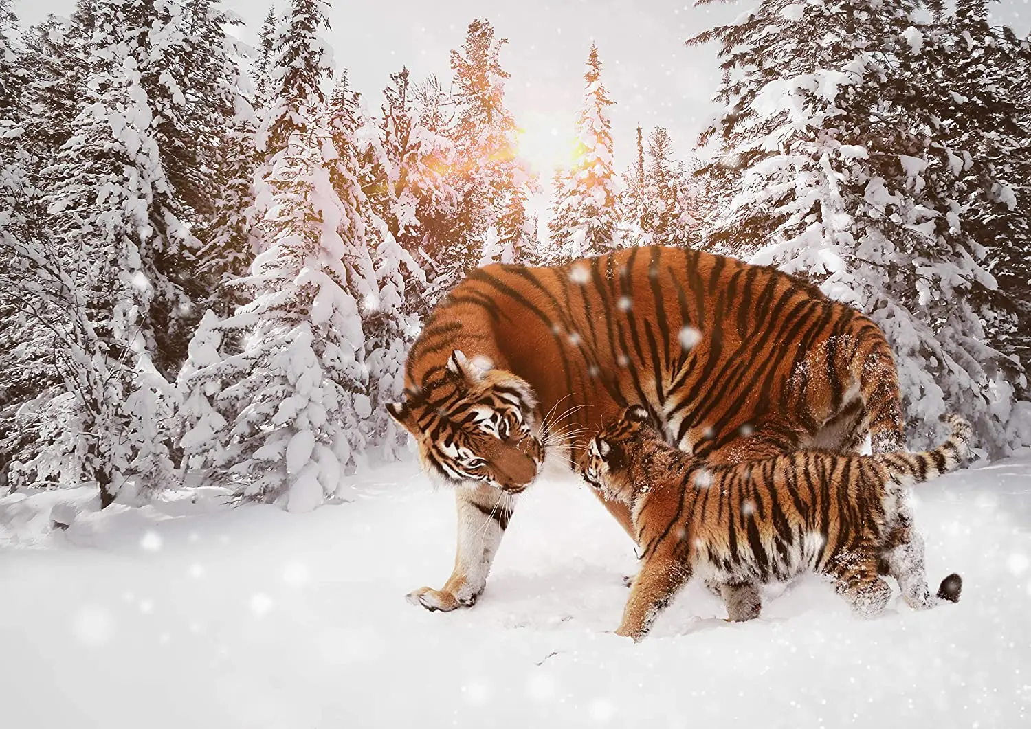 

Тигр мама и сын в снежном лесу, 3d пазл для взрослых, товары для дома, Обучающие деревянные игрушки, головоломки