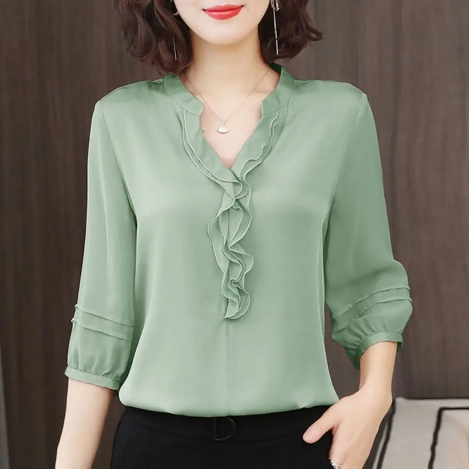

Plus Size Blouse Women's Korean Style Fashion Casual Long Sleeve Shirts