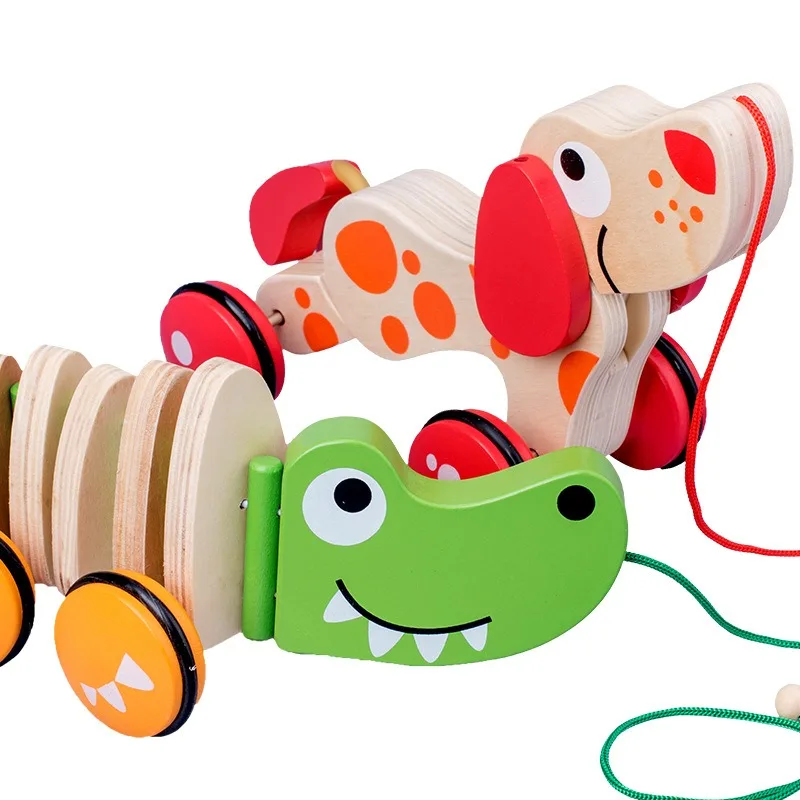 

Игрушка Монтессори детская деревянная, цветной трактор для щенков, Забавные зверушки для малышей от 0 до 2 лет