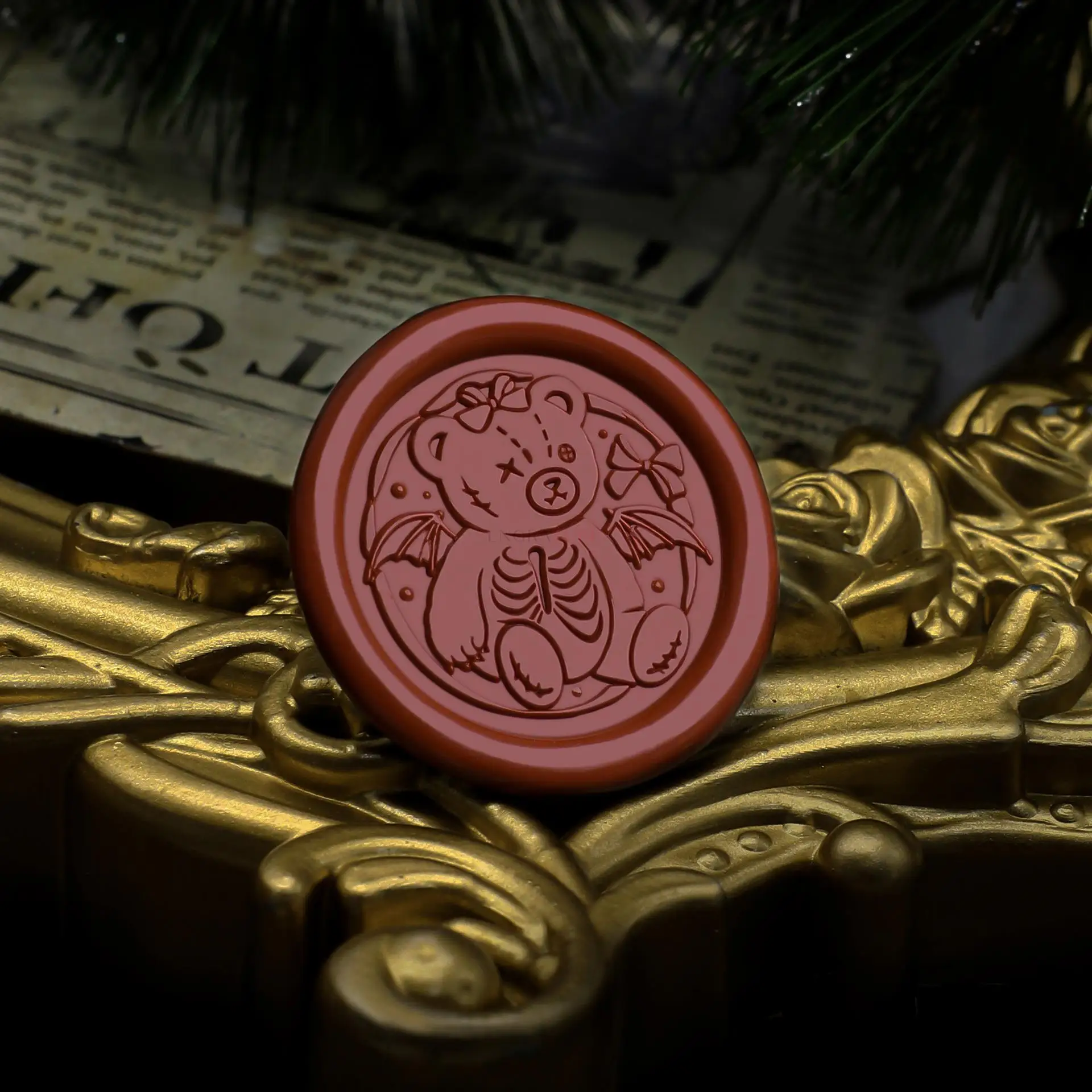 Латунный восковой штамп для запечатывания Череп осьминог сердце смерти сделай