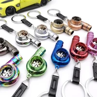 real whistle mini turbo turbocharger keychain ring sleeve bearing spinning zinc alloy metal keyring car interior accessories