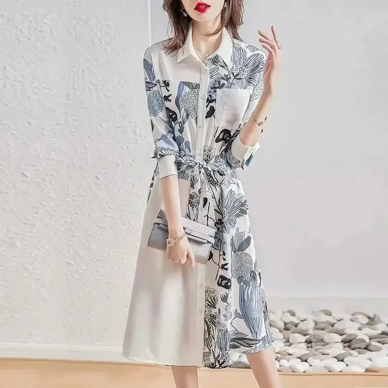 Женское платье-миди с длинным рукавом цельнокроеное платье в стиле Харадзюку