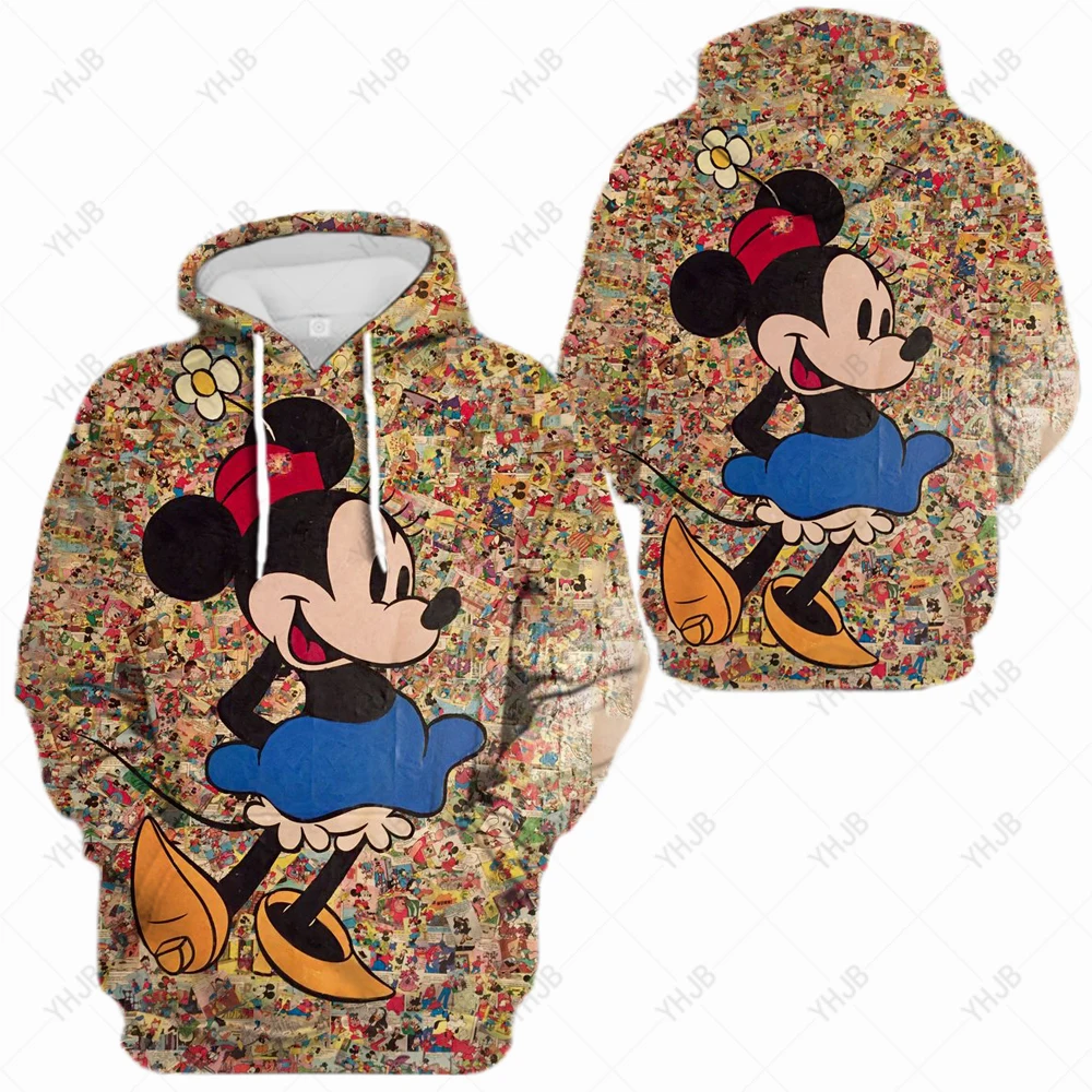 

2023 Cool Disney Mickey Mouse Hoodie men's and women's fashion 3D printed Sweatshirt laser long sleeve cartoon animation jacket