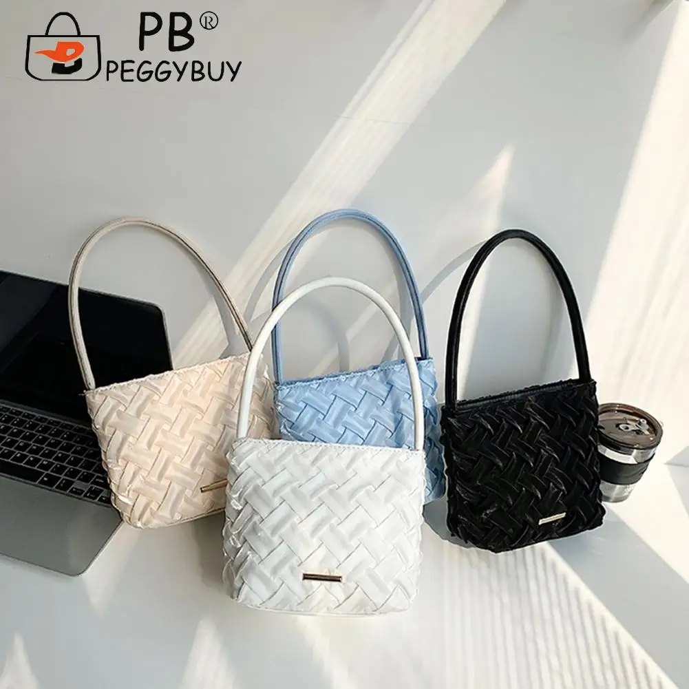 

Fashion Leather Woven Handbag Female Travel Underarm Top Handle Bags Leisure Purse Bag for Women Birthday Gift