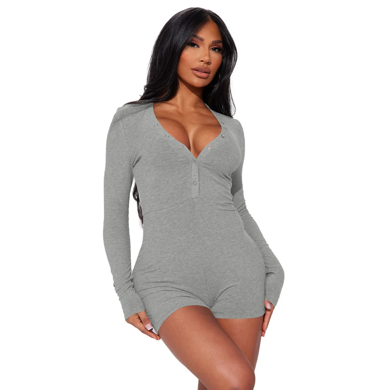 LEOSD New Fashion Casual Pajamas V-neck Solid Sexy Jumpsuit for Women One Pieces Shorts Rompers Sports Jumpsuit Fitness Overalls